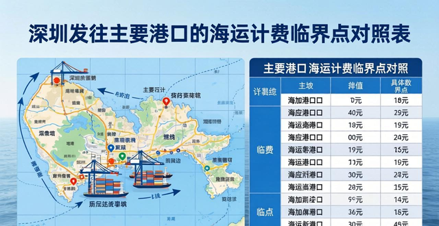 深圳发往主要港口的海运计费临界点对照表