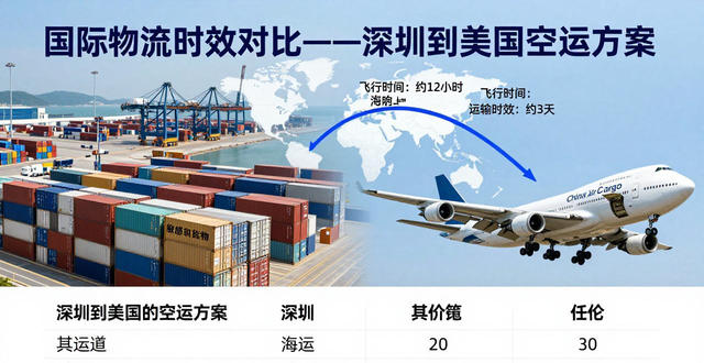 国际物流时效对比-深圳到美国空运方案