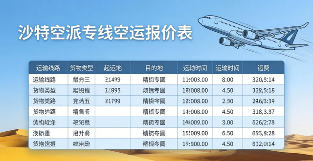 沙特空派专线报价表-快速精准的空运价格查询