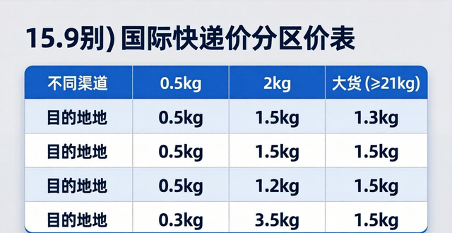 国际快递分区价格表查询-实时更新的运费参考