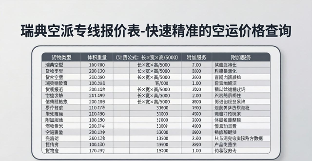瑞典空派专线报价表-快速精准的空运价格查询