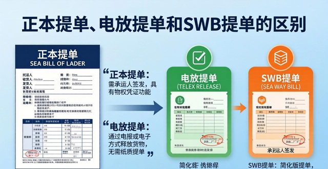 正本提单,电放提单和SWB的区别
